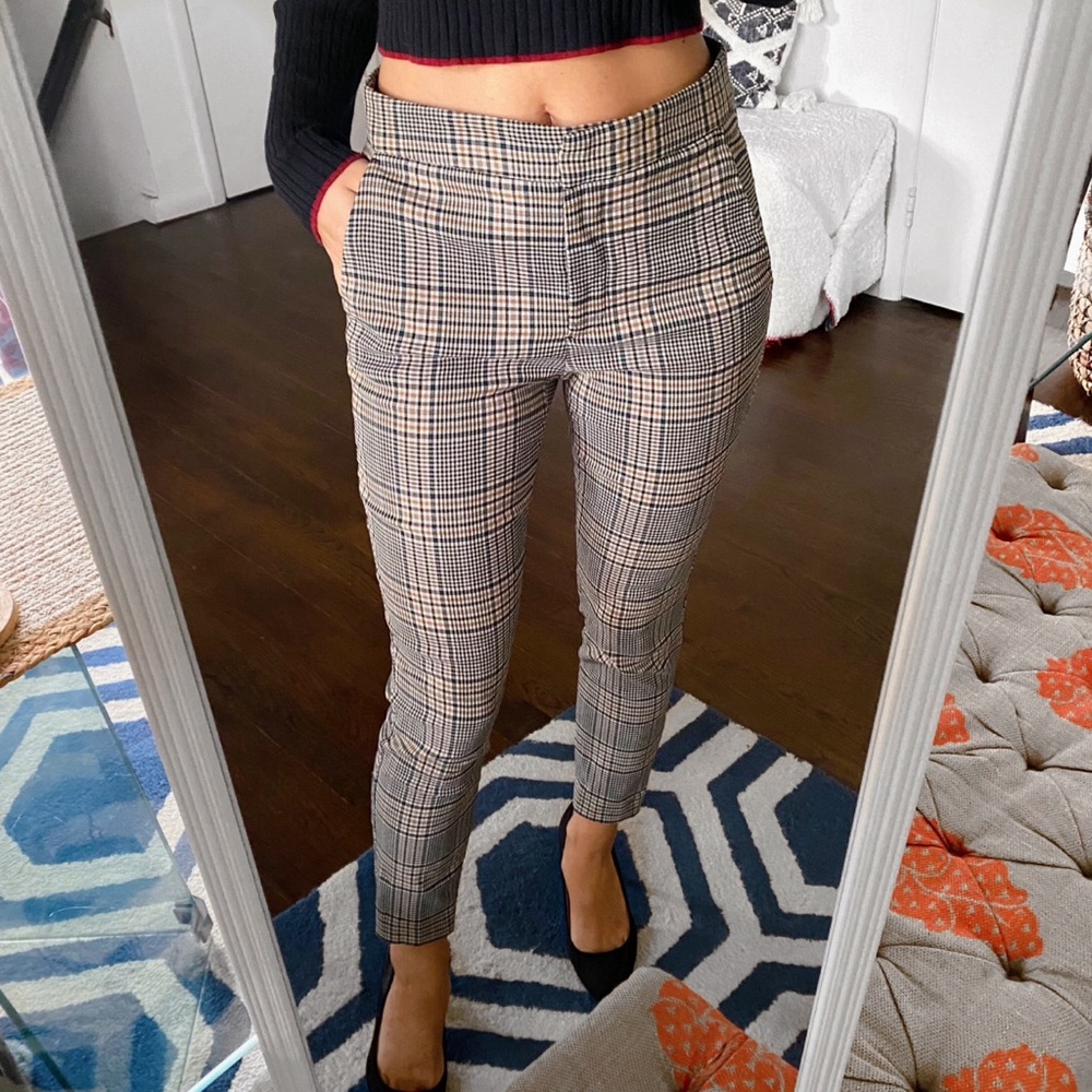 🍂 ZARA BROWN BLACK PLAID CLASSIC TROUSERS!